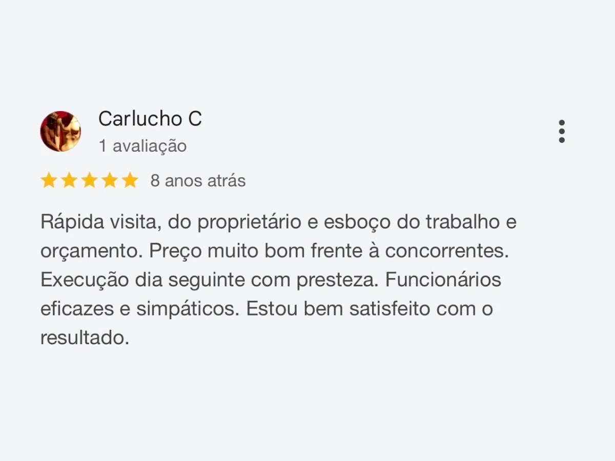 Print de avaliação publicada no Google