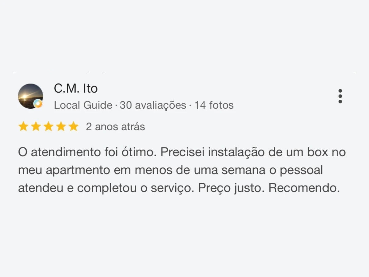 Print de avaliação publicada no Google